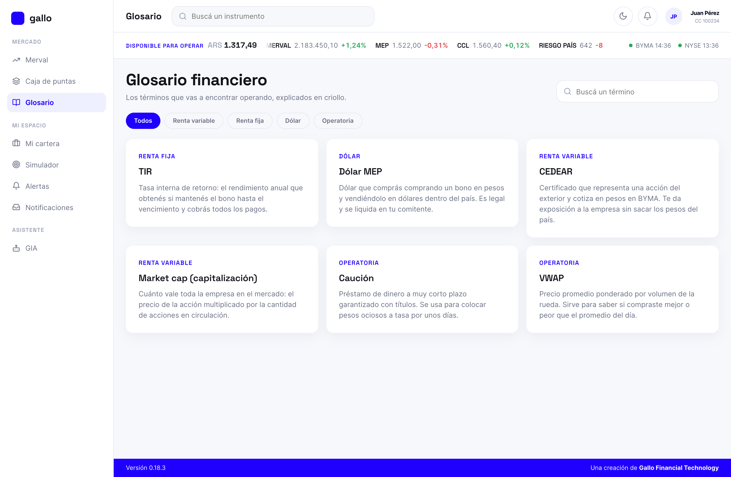 Pulso: glosario financiero con términos de renta fija, renta variable, dólar y operatoria explicados en lenguaje simple